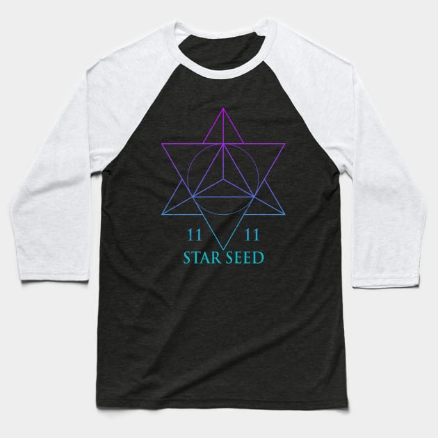 Starseed Tetrahedron Baseball T-Shirt by LadyMoldavite